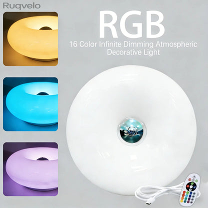 Acrylic Orange Donut Wall Light, Plug-In Swing Arm Sconce with Warm LED RGB Glow, Retro Modern Mood Lighting for Bedroom, Living Room, Hallway & Room Decor