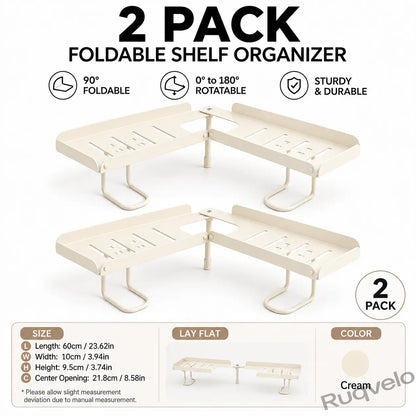 Foldable Over-the-Sink Shelf Organizer, No-Drill Adjustable Storage Rack with Legs for Kitchen & Bathroom, Space-Saving Countertop Caddy, Easy-Drain Design